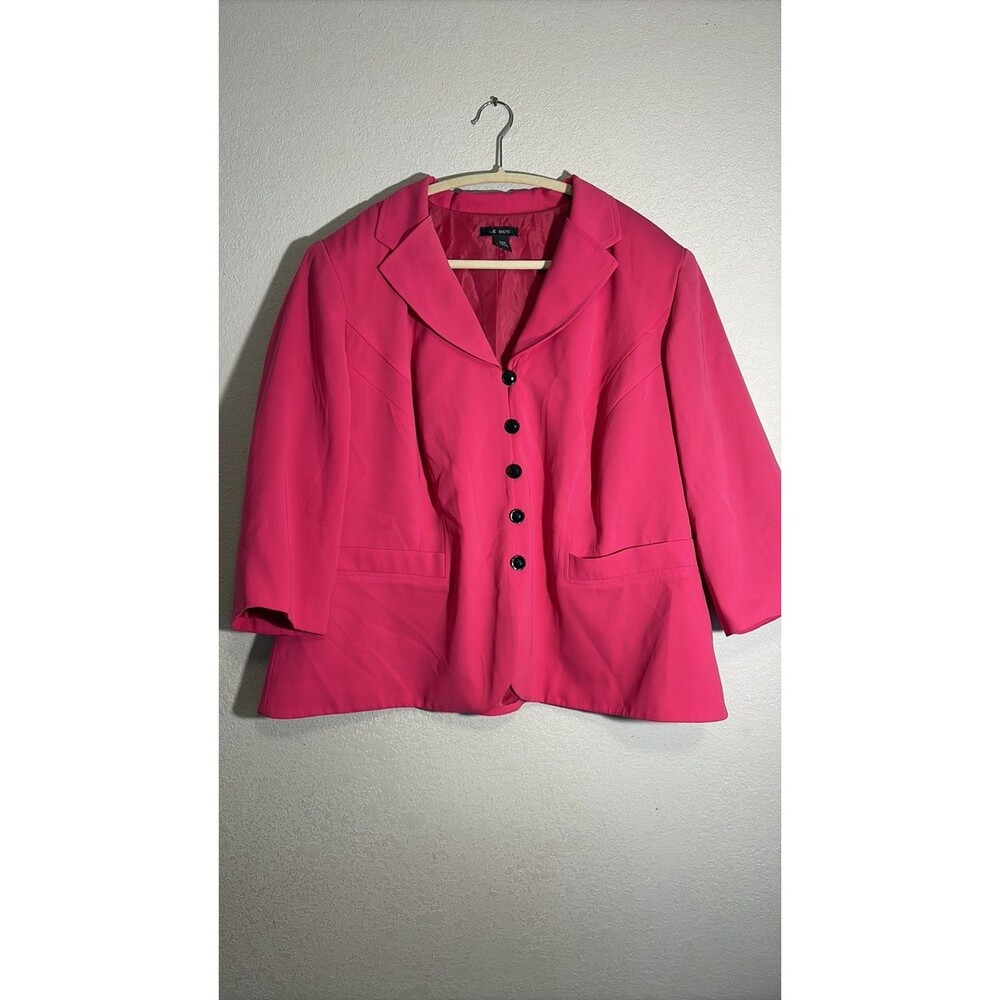Le Bos Bright Fuchsia Pink 3/4 Sleeve Plus Size Blazer 22W